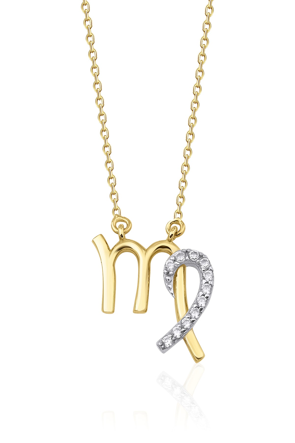 14K Gold Virgo Zodiac Sign Necklace