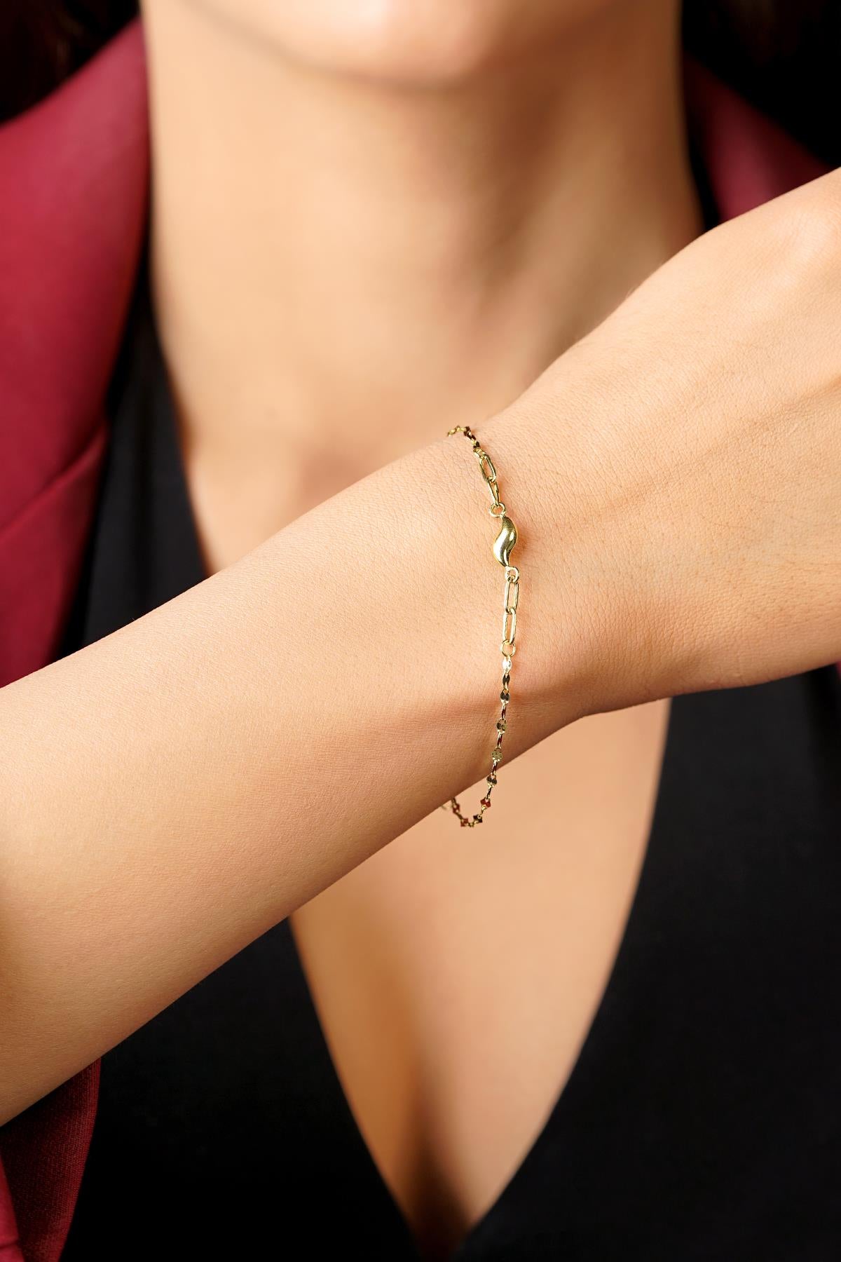 14K Gold Water Wave Mirror Bracelet