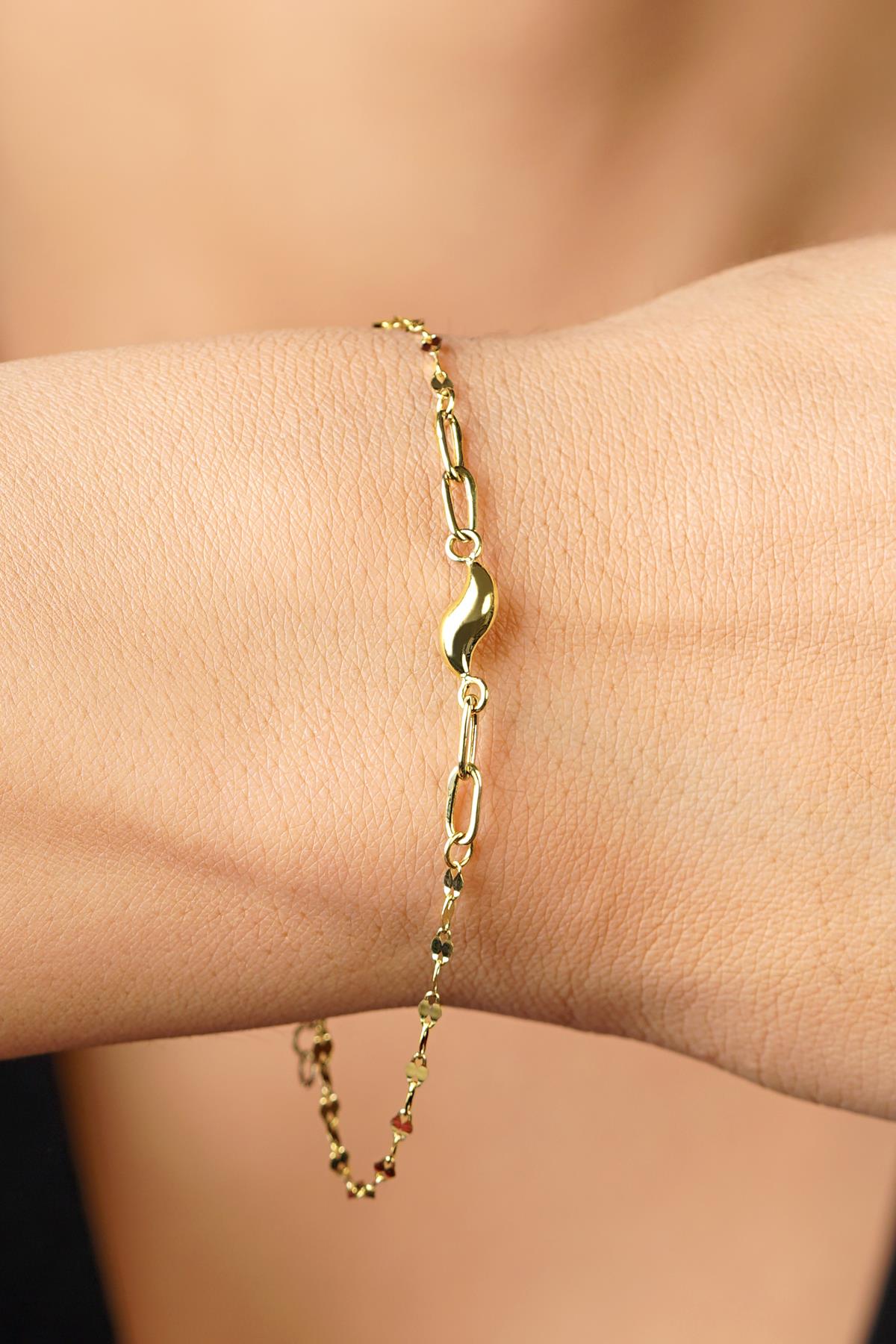 14K Gold Water Wave Mirror Bracelet