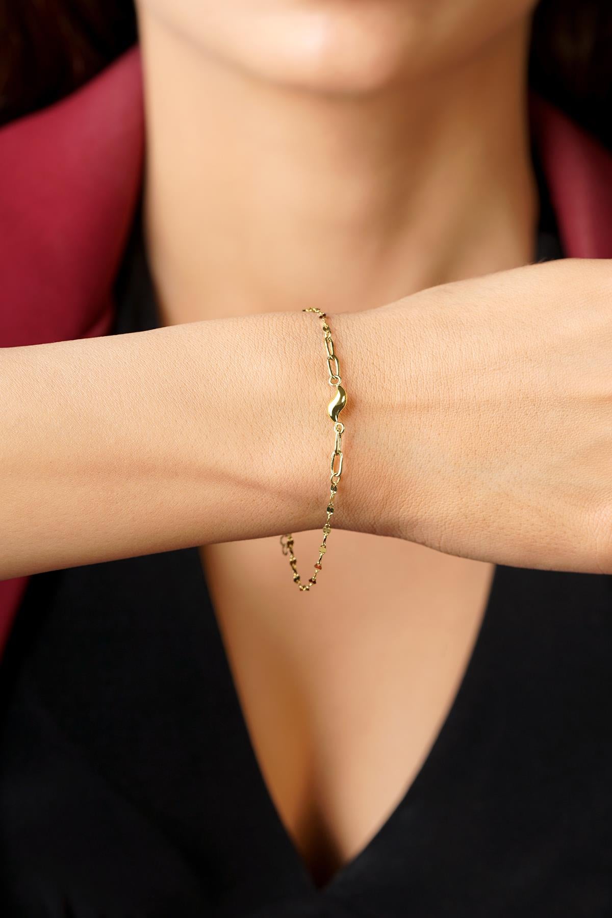 14K Gold Water Wave Mirror Bracelet