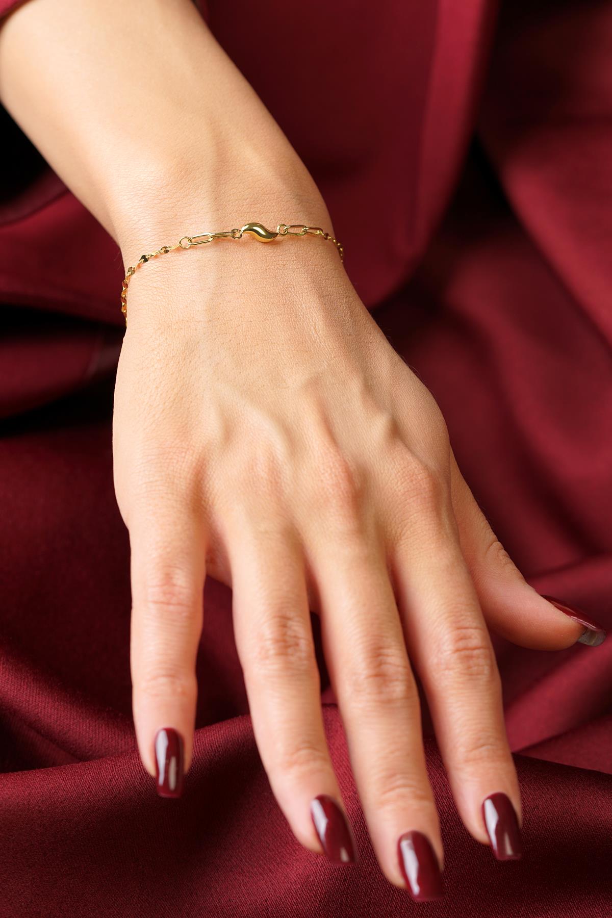 14K Gold Water Wave Mirror Bracelet