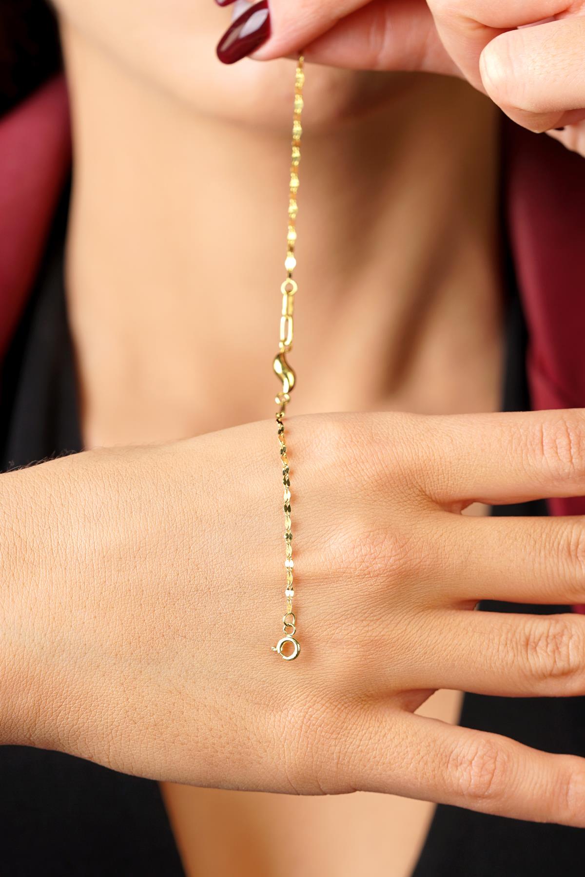14K Gold Water Wave Mirror Bracelet