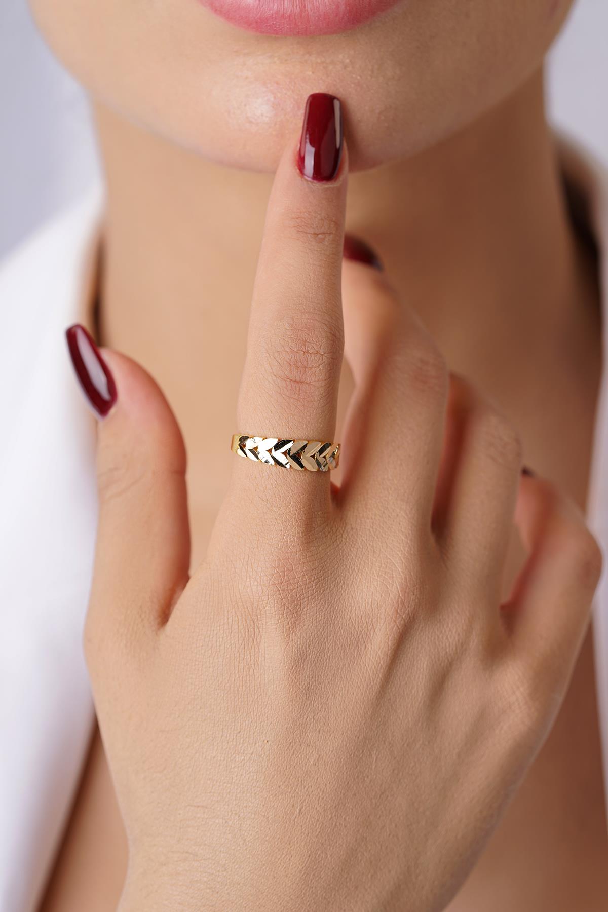 14K Gold Wheat Ring - 22K Appearance