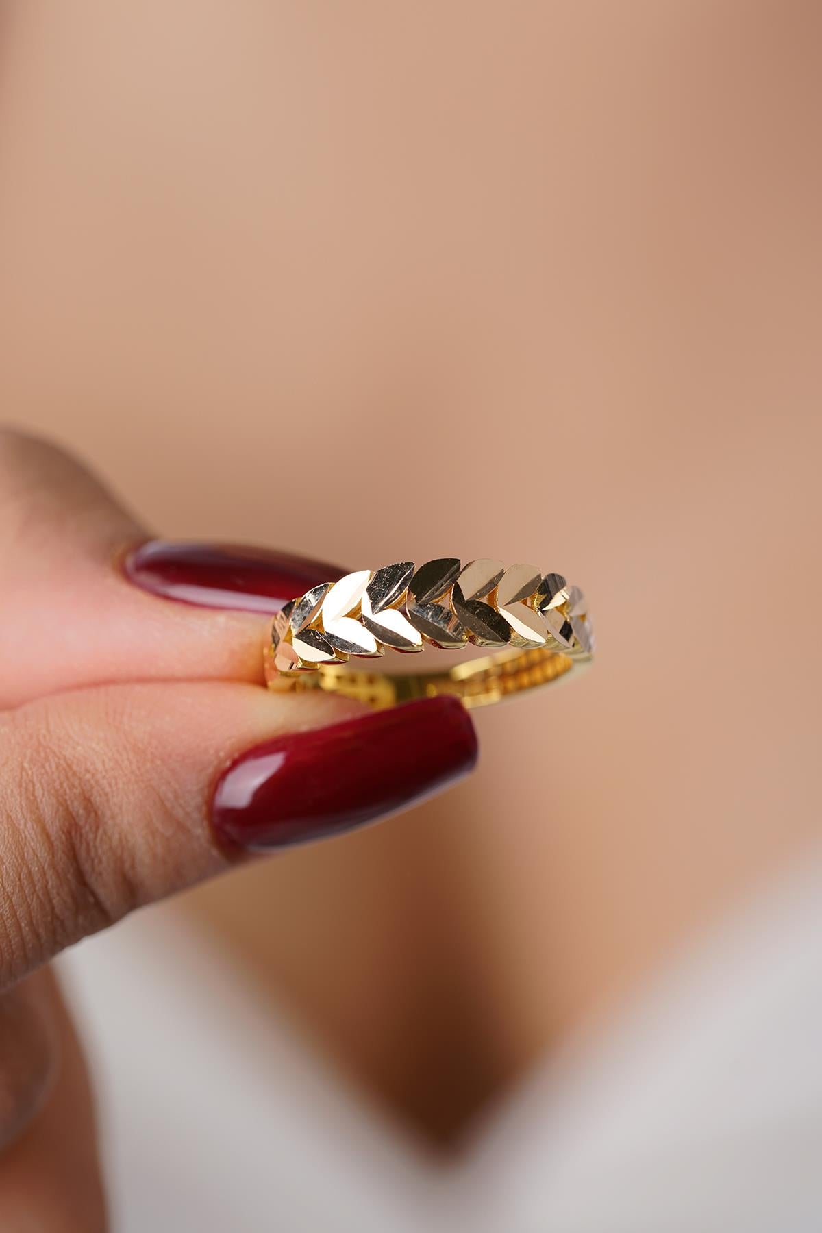 14K Gold Wheat Ring - 22K Appearance