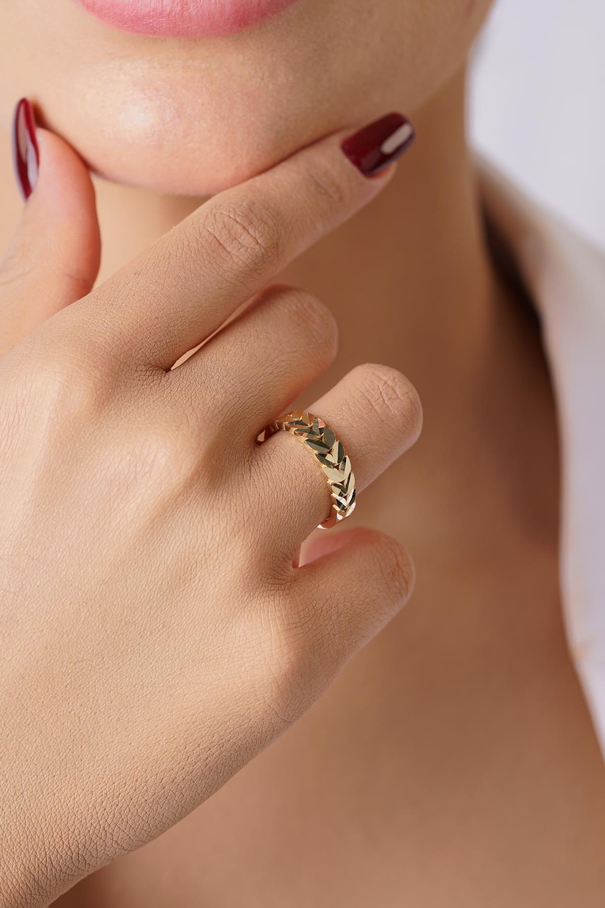 14K Gold Wheat Ring - 22K Appearance