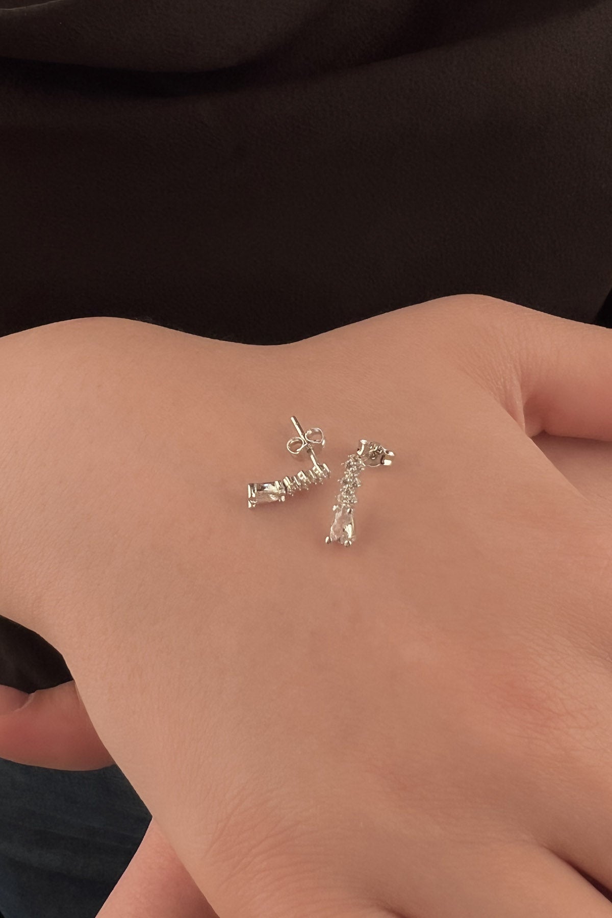 14K Gold White Drop Stone Shape Drop Earrings