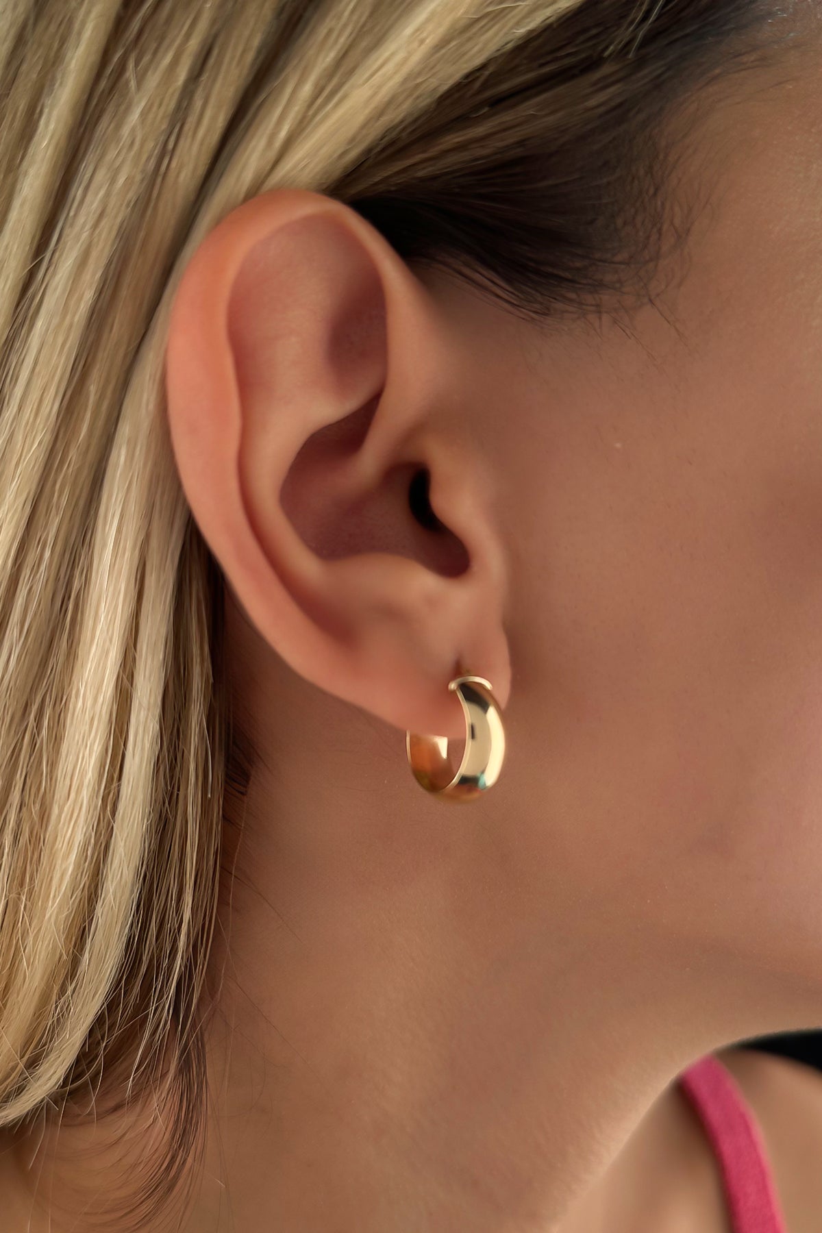 14K Gold Wide Hoop Earrings