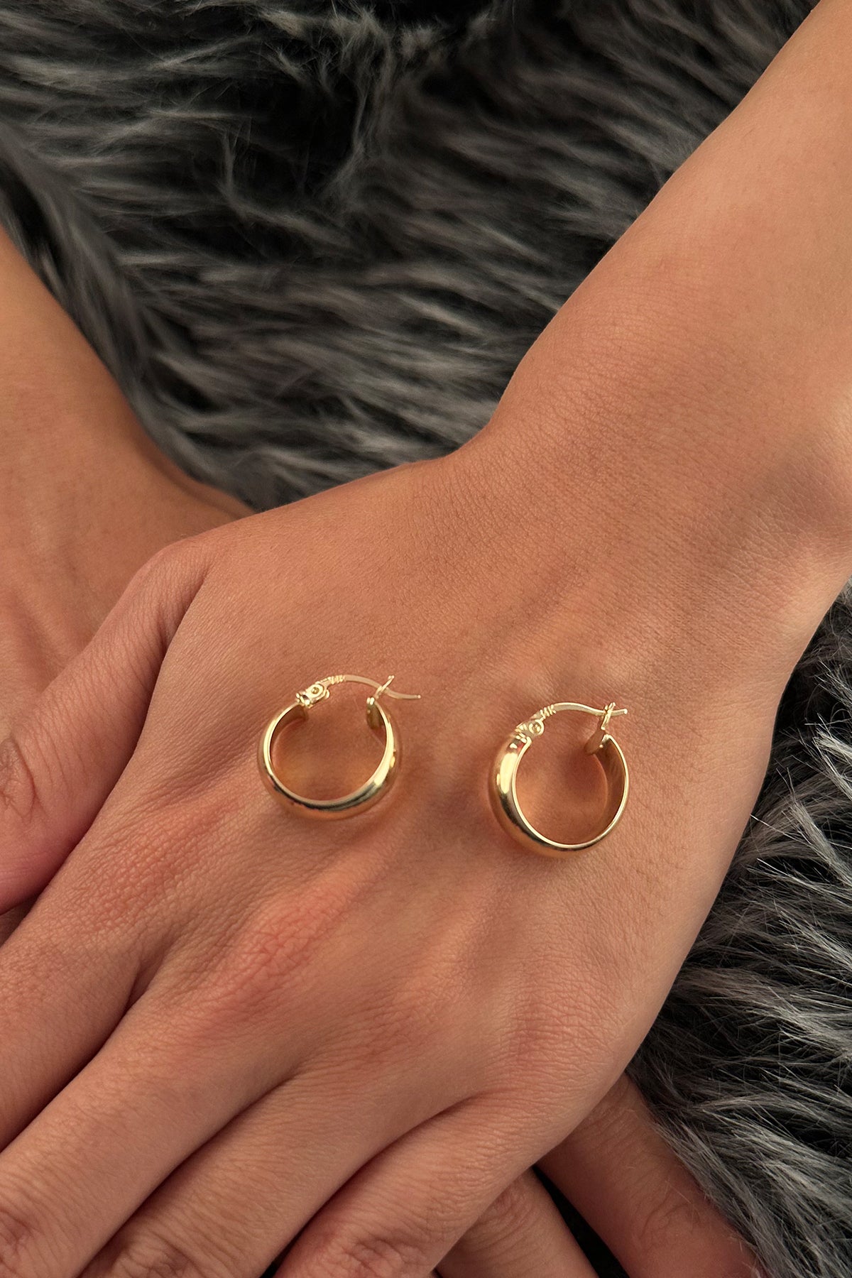 14K Gold Wide Hoop Earrings