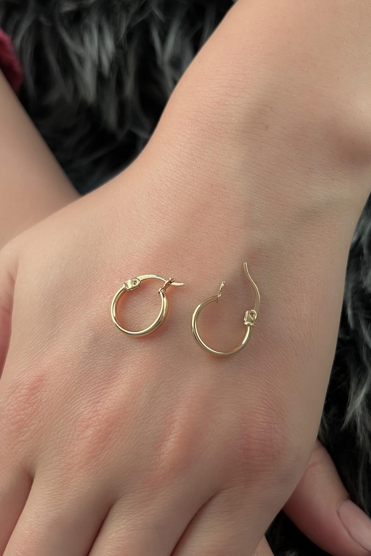 14K Gold Wide Hoop Earrings
