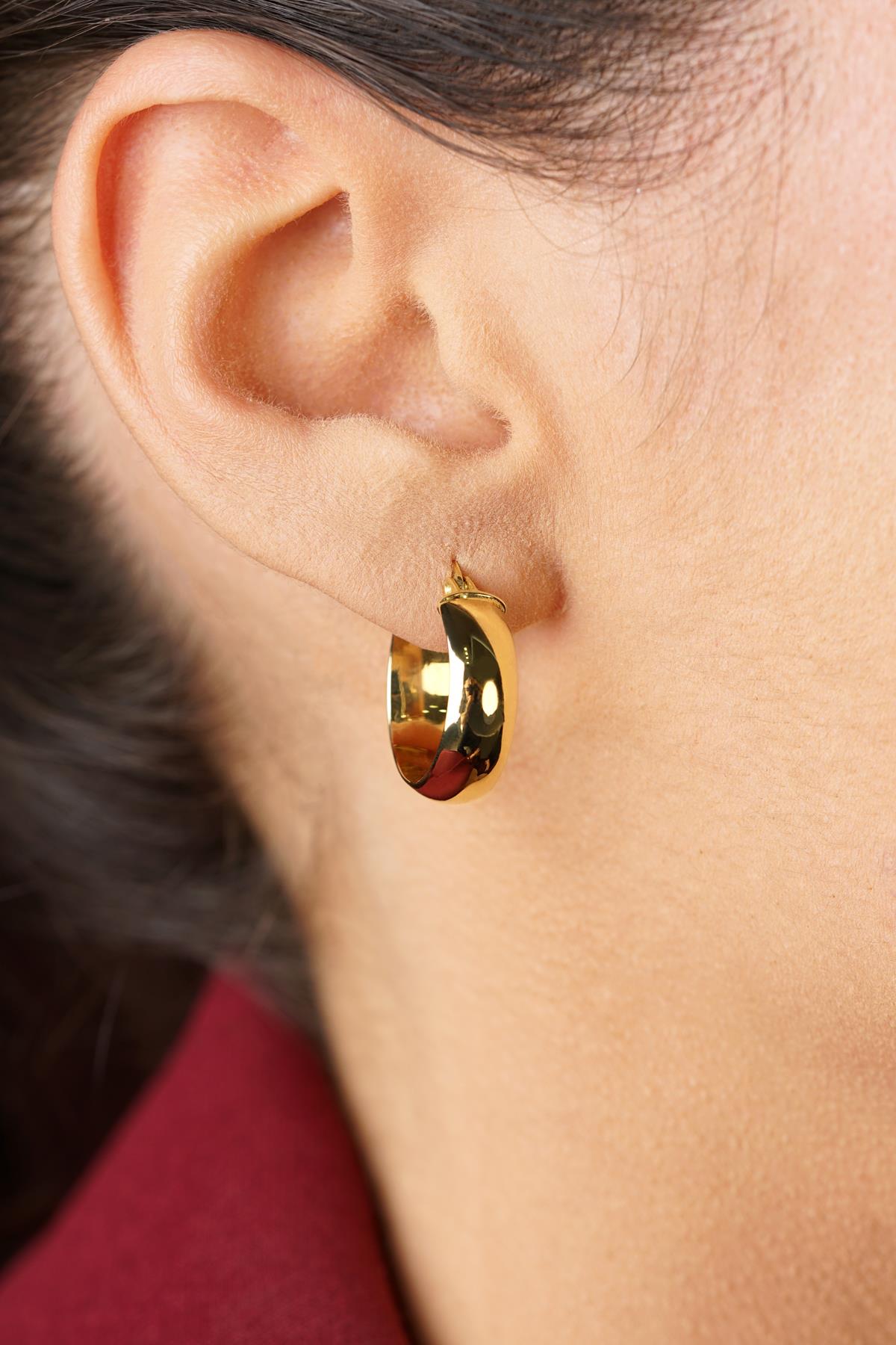 14K Gold Wide Hoop Earrings 7