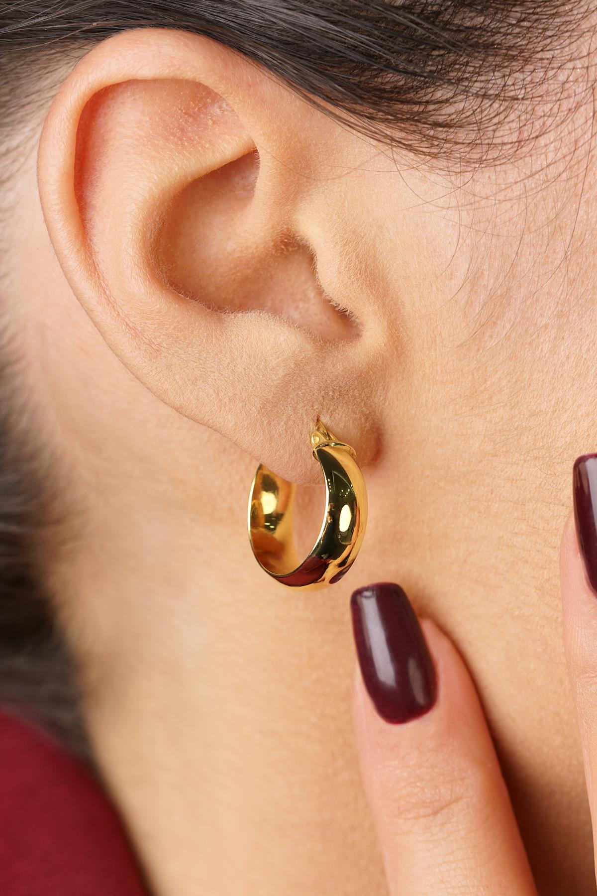14K Gold Wide Hoop Earrings 7
