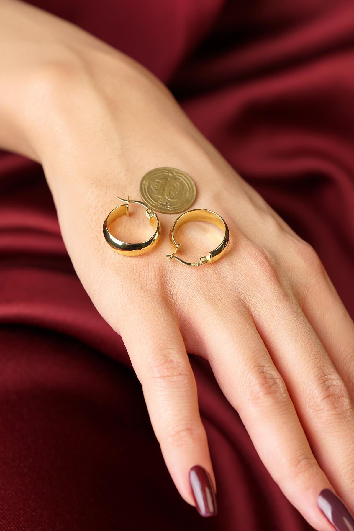 14K Gold Wide Hoop Earrings 7