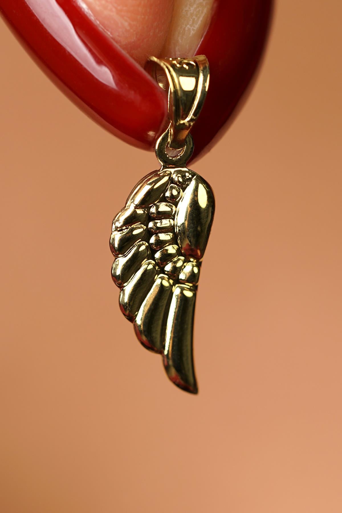 14K Gold Wing Pendant