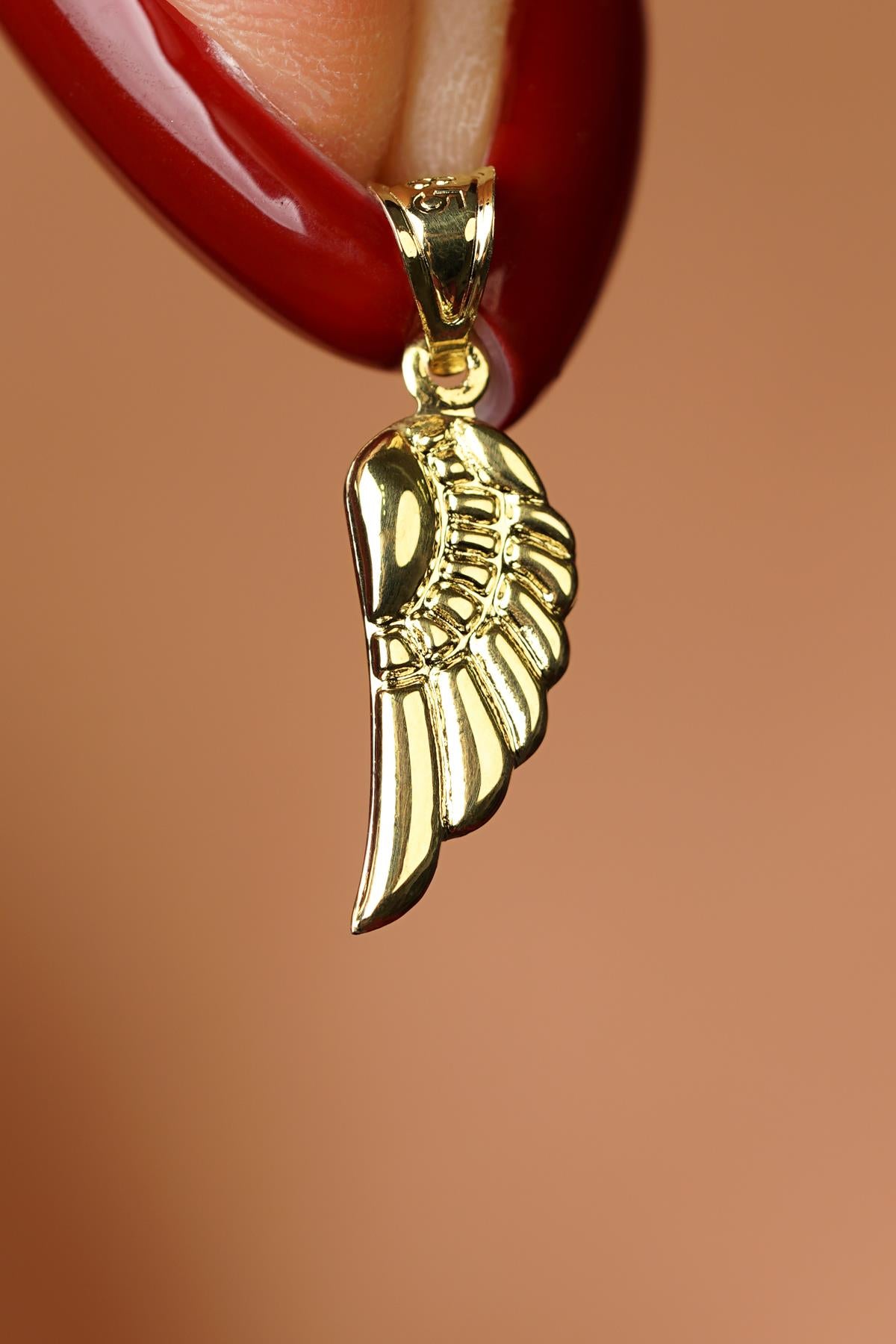 14K Gold Wing Pendant