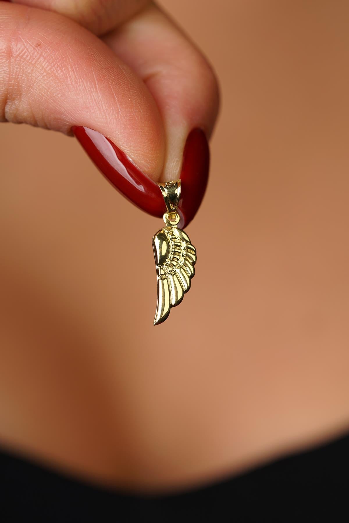 14K Gold Wing Pendant
