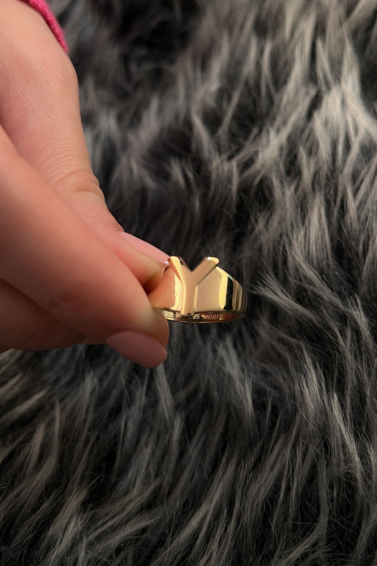 14k Gold Y Initial Ring