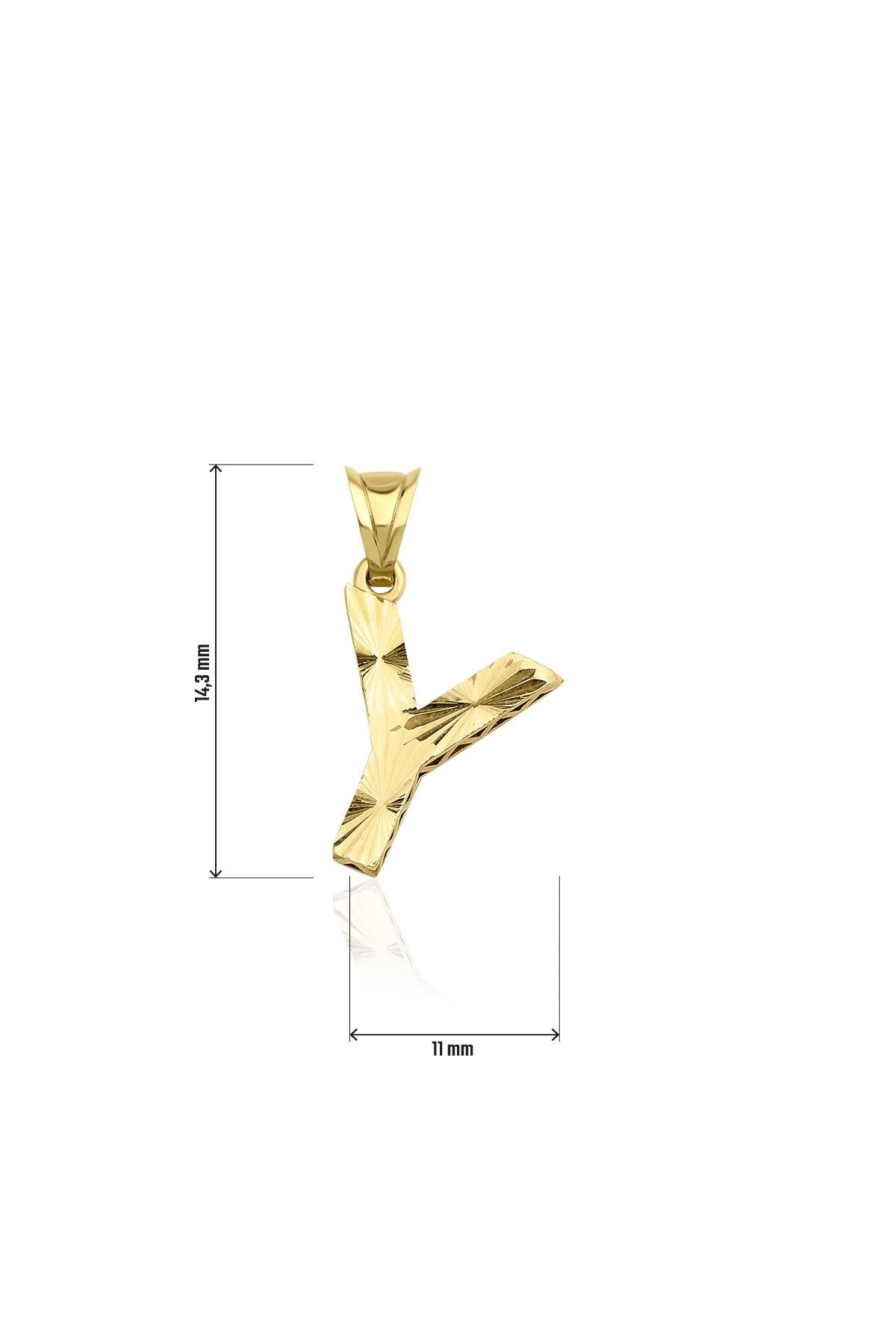 14K Gold Y Letter Mini Shine Pendant