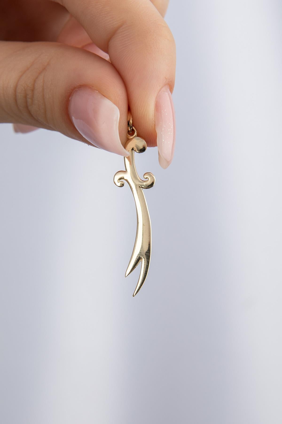 14K Gold Zulfiqar Sword Charm