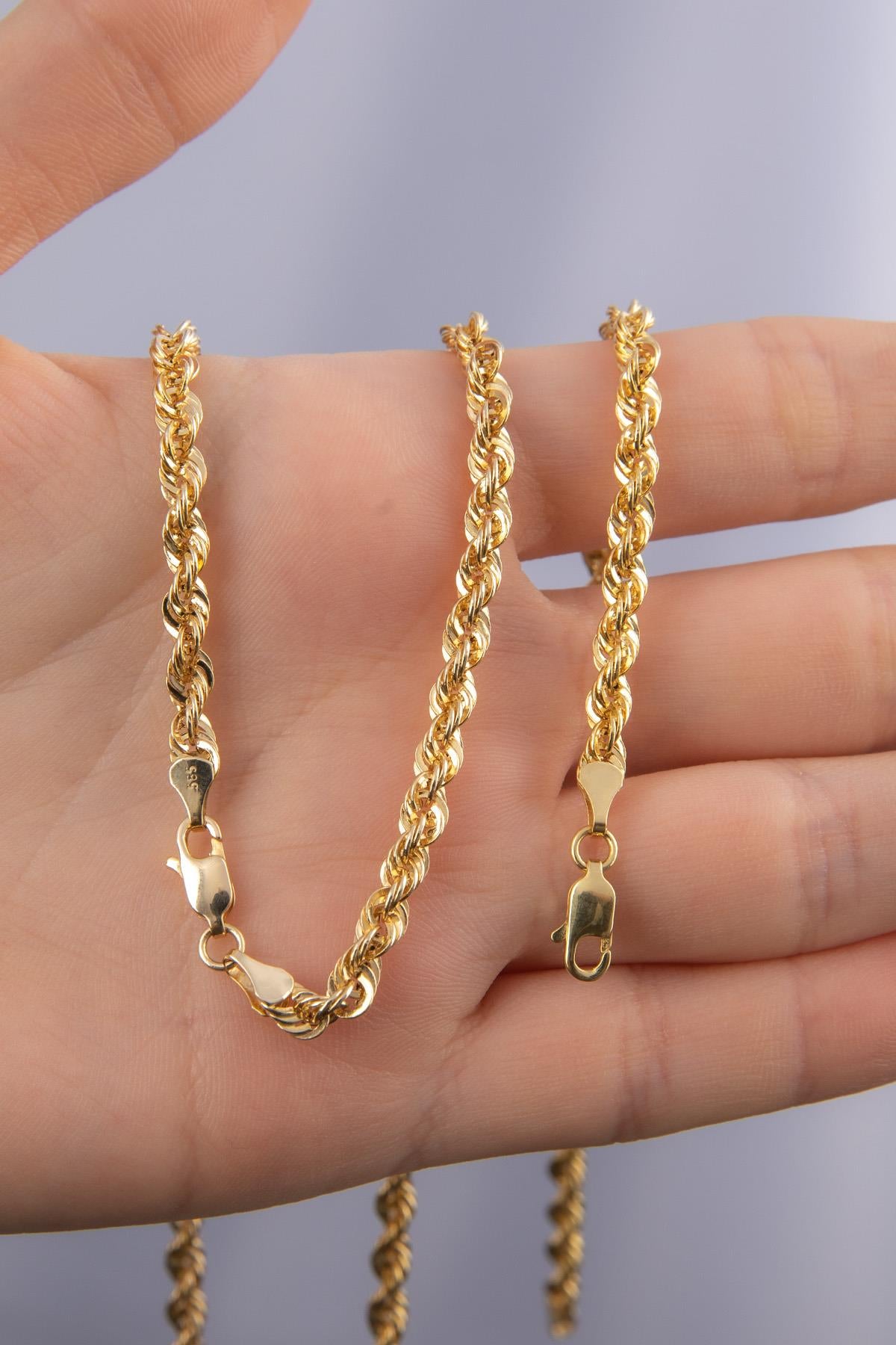 14K Light Rope Chain Set (Chain _ Bracelet ) 0,155 inches