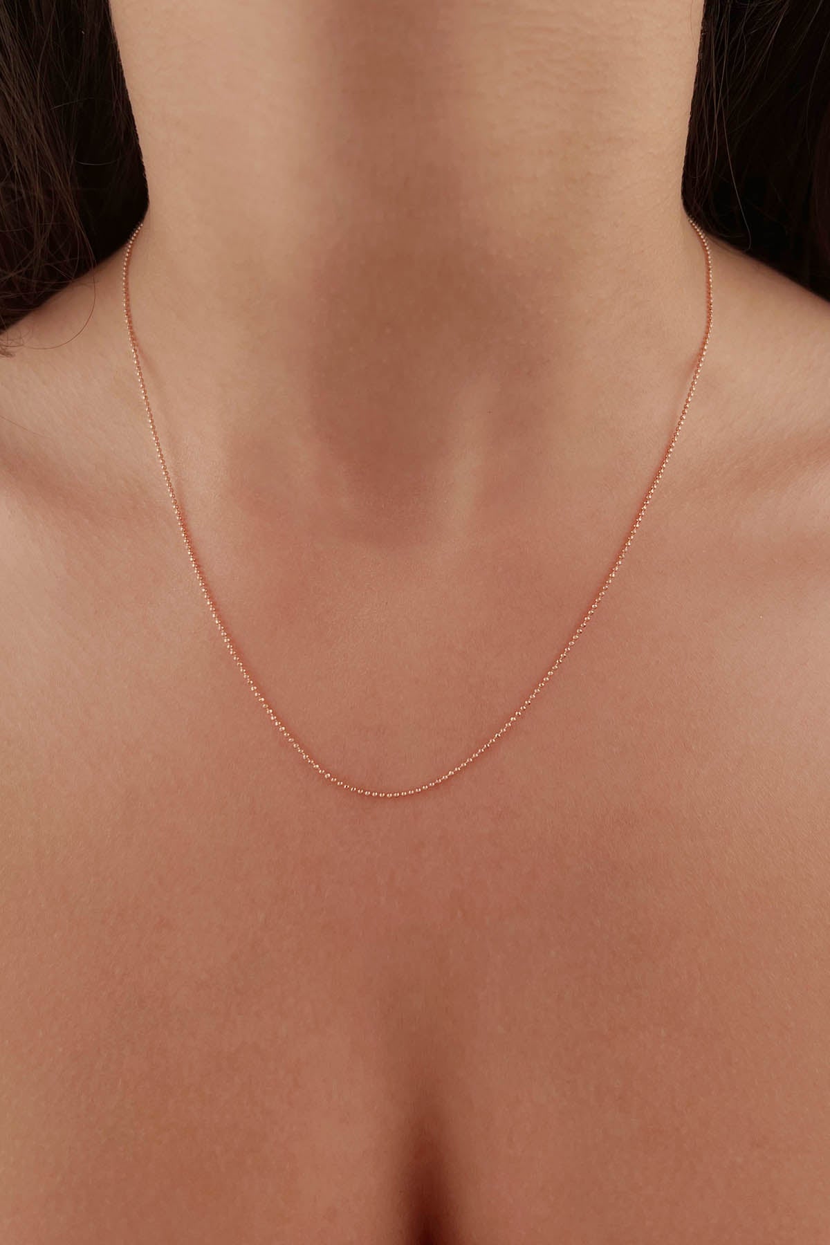 14K Rose Gold Cube Ball Chain   0.039 inch