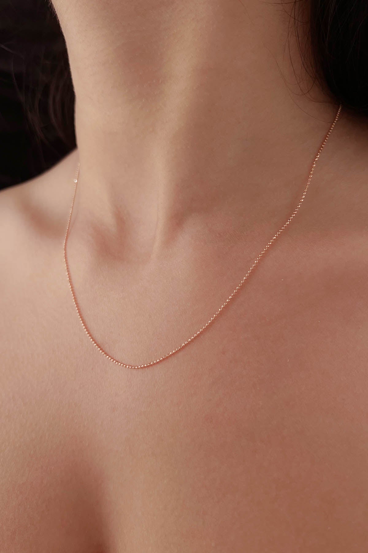 14K Rose Gold Cube Ball Chain   0.039 inch