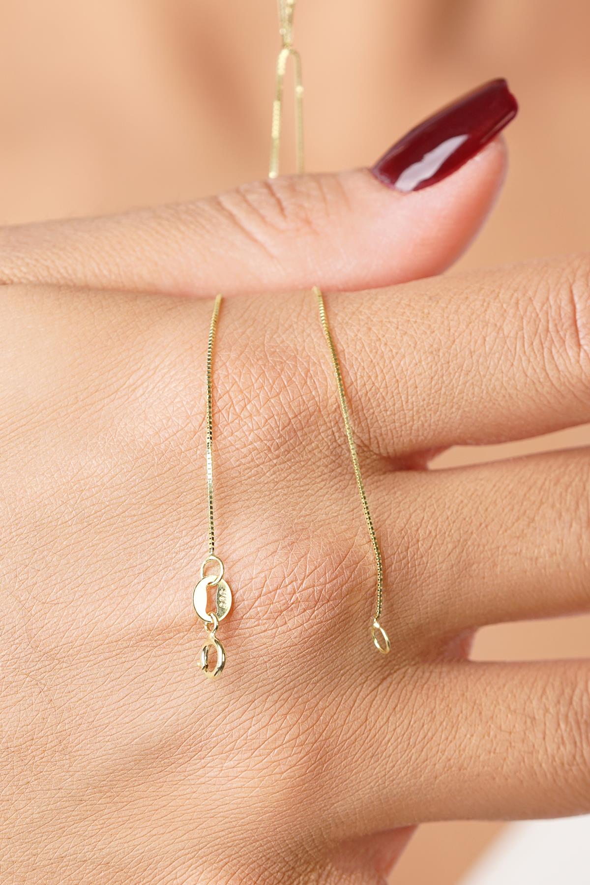 14K Solid Gold Box Link Finger Bracelet