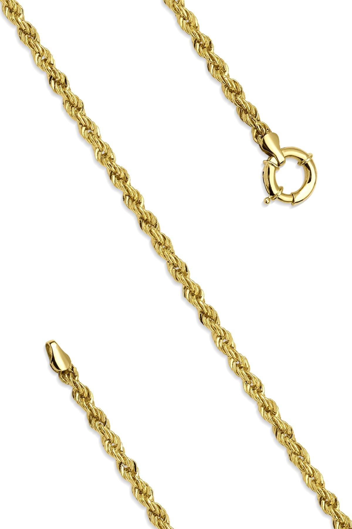 14K Solid Gold Rope Chain Bracelet
