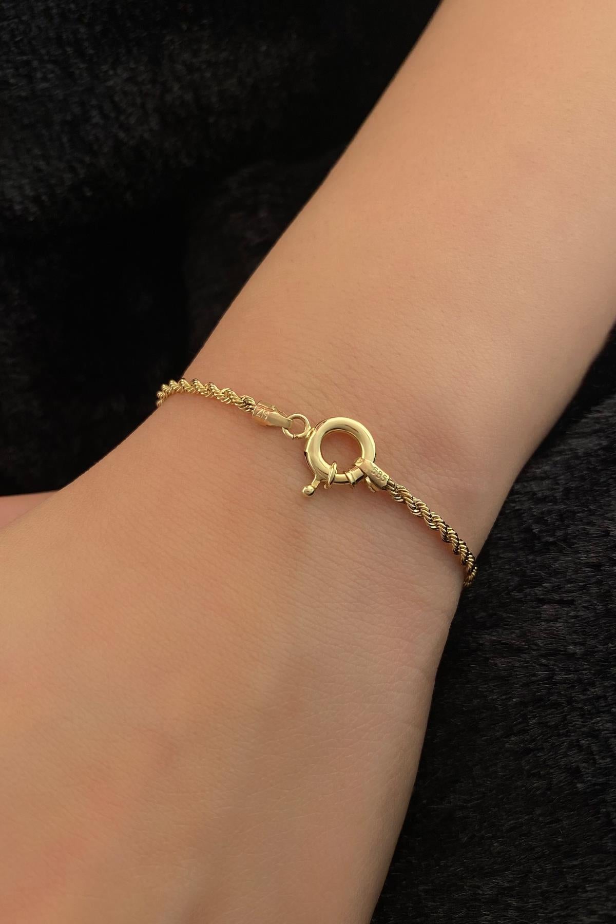 14K Solid Gold Rope Chain Bracelet