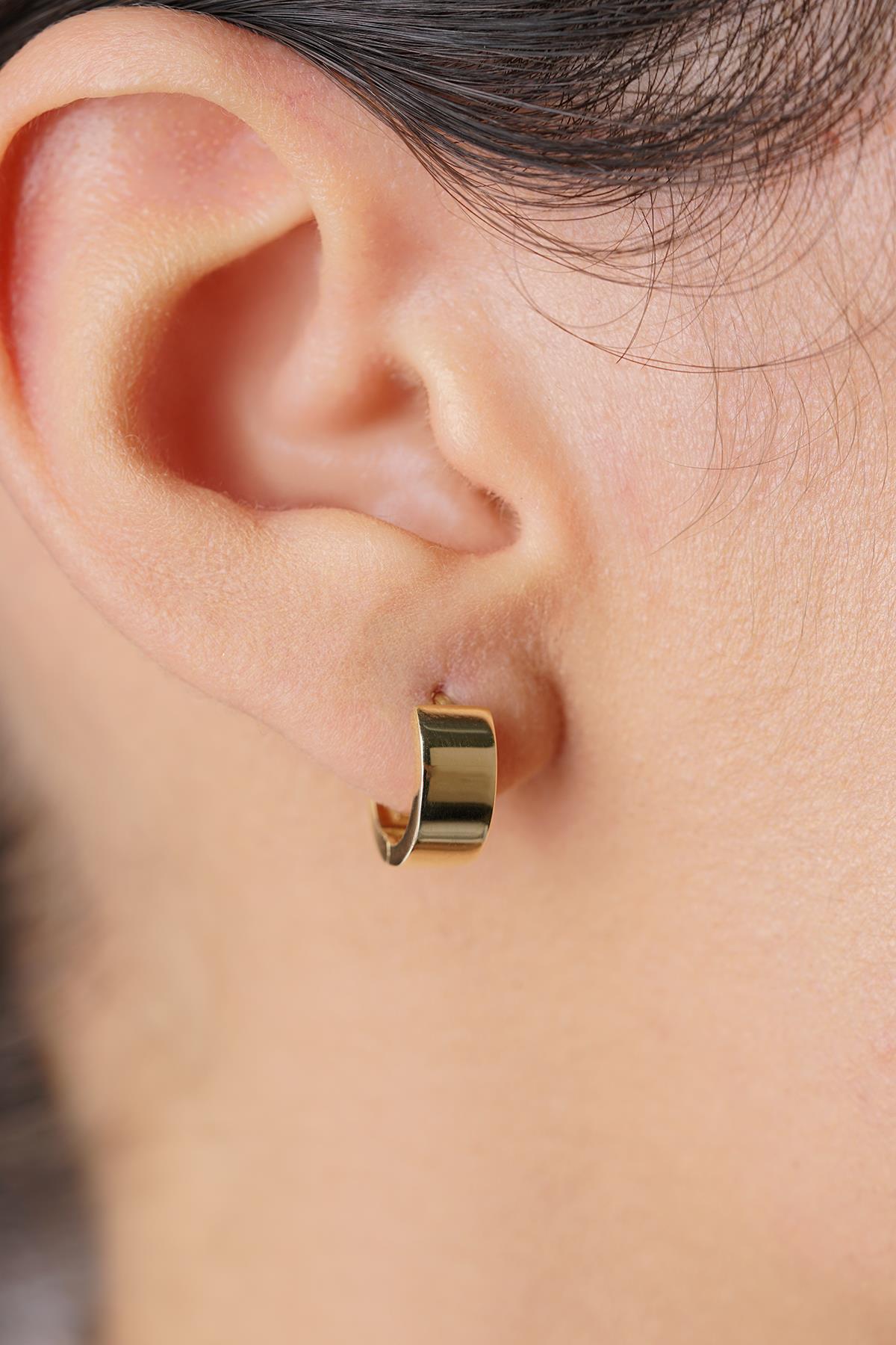 14K Solid Gold Wide Hoop Earrings