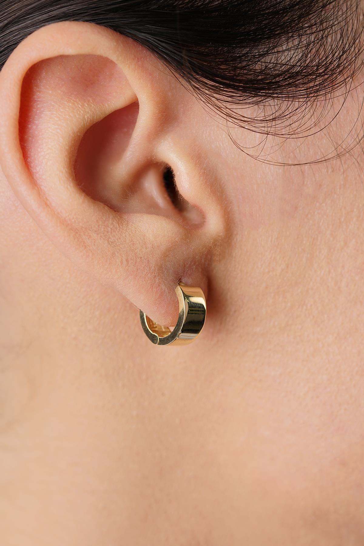 14K Solid Gold Wide Hoop Earrings