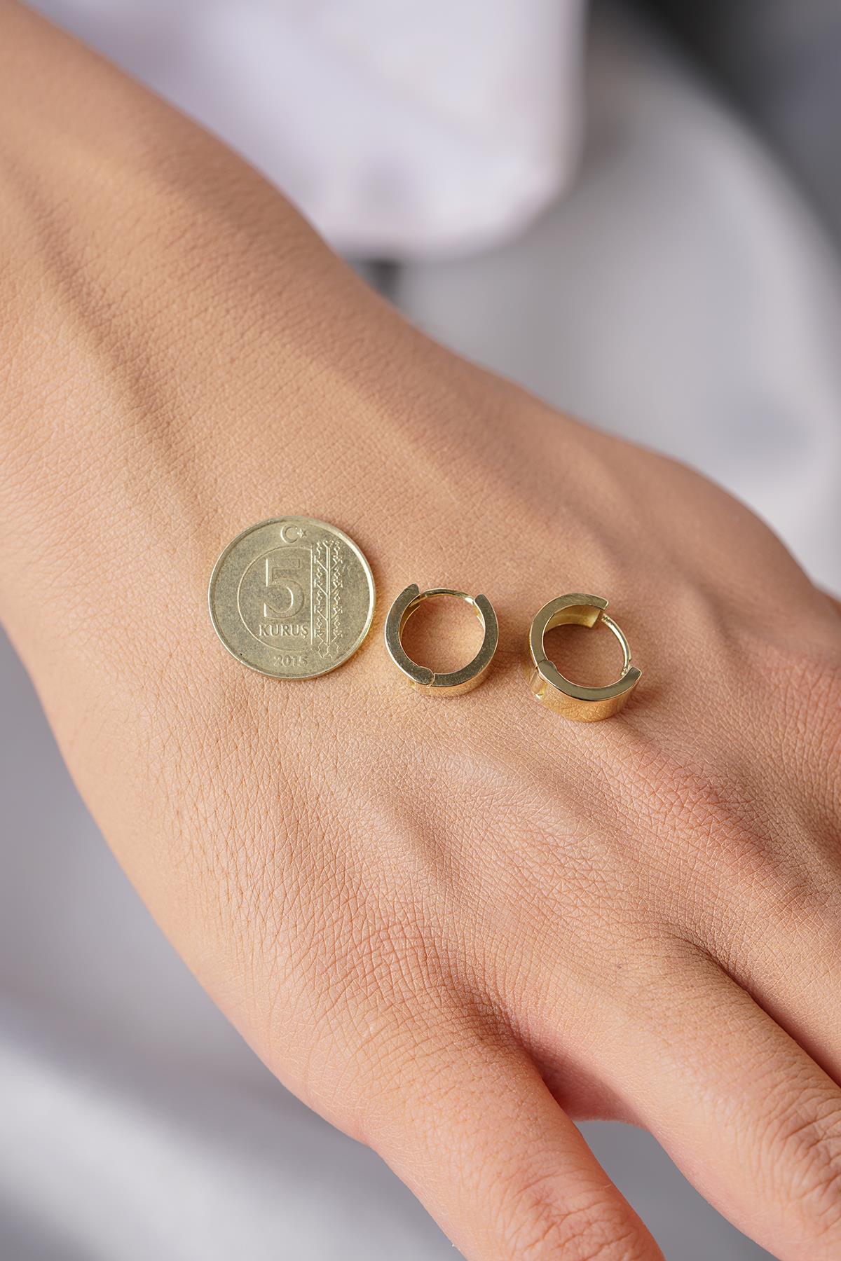 14K Solid Gold Wide Hoop Earrings