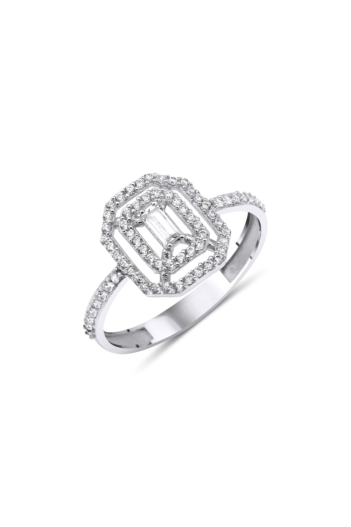 14K White Gold Strip Baguette Ring