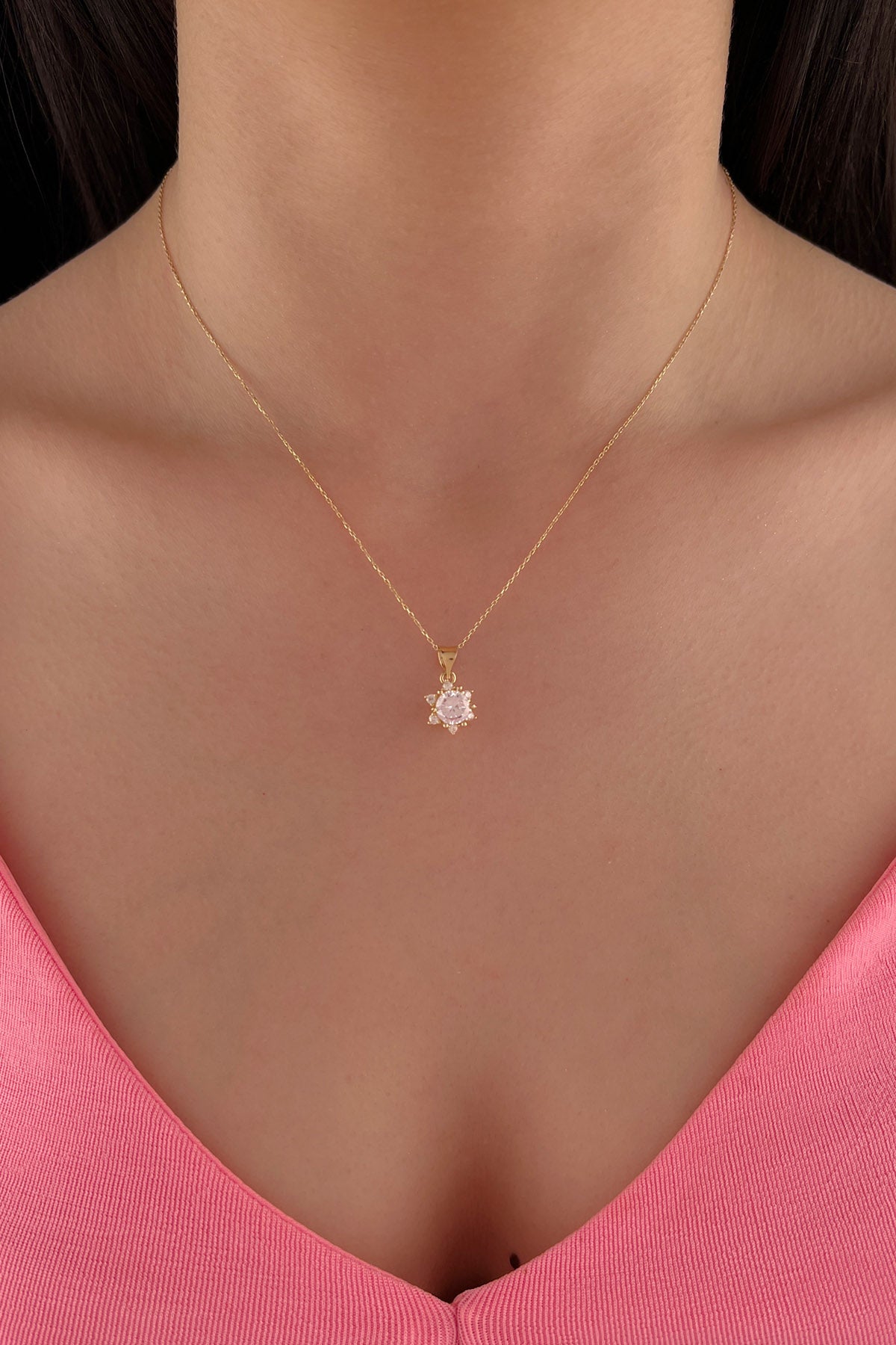 14K Yellow Gold Lotus Rose Necklace