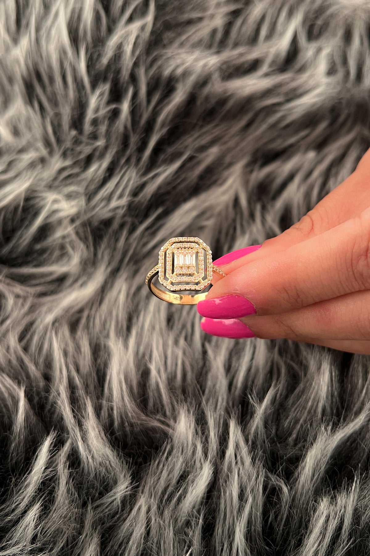 14K Yellow Gold Wide Baguette Ring