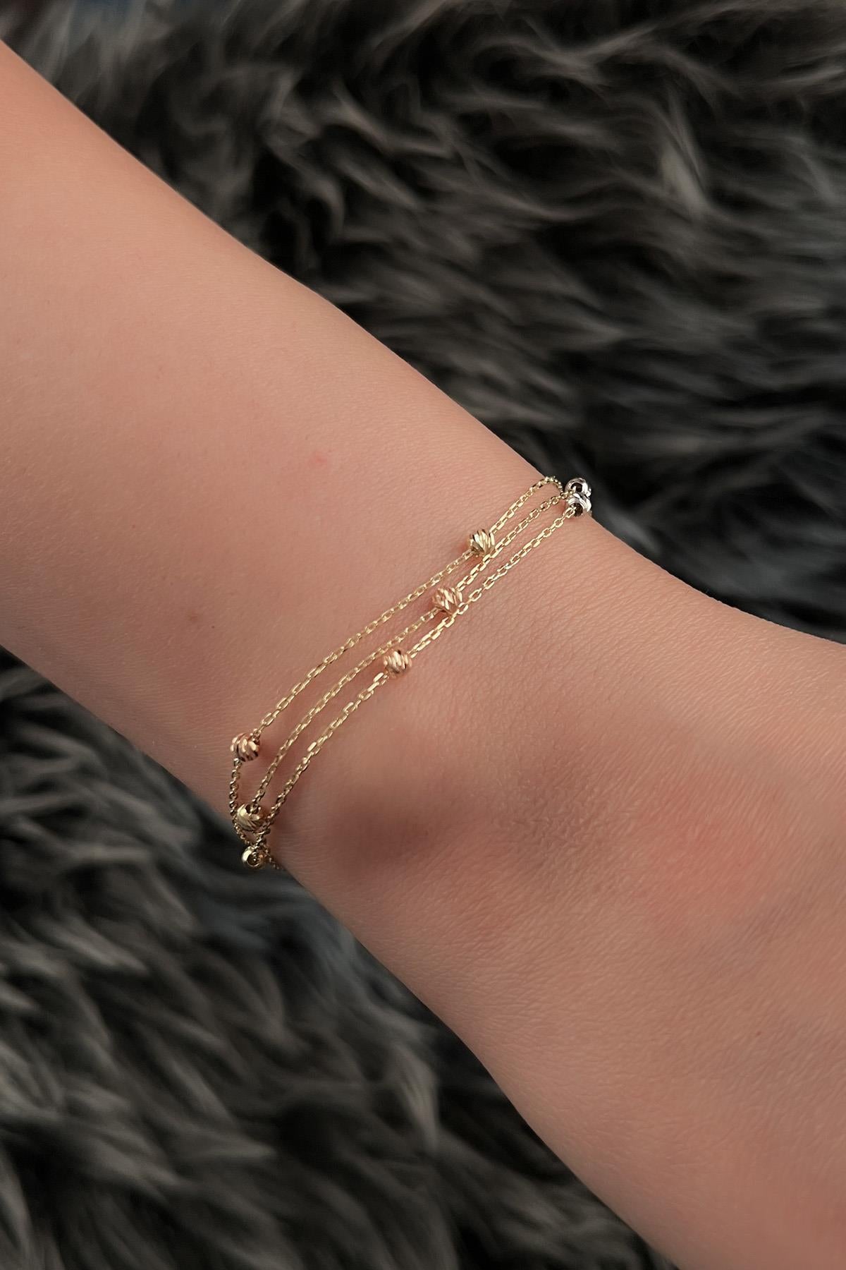 14K Gold Triple Row Dorica Bracelet