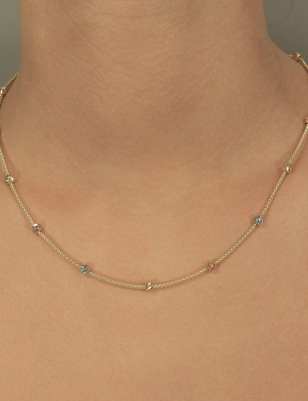 14K Gold Popcorn Dorica Ball Necklace