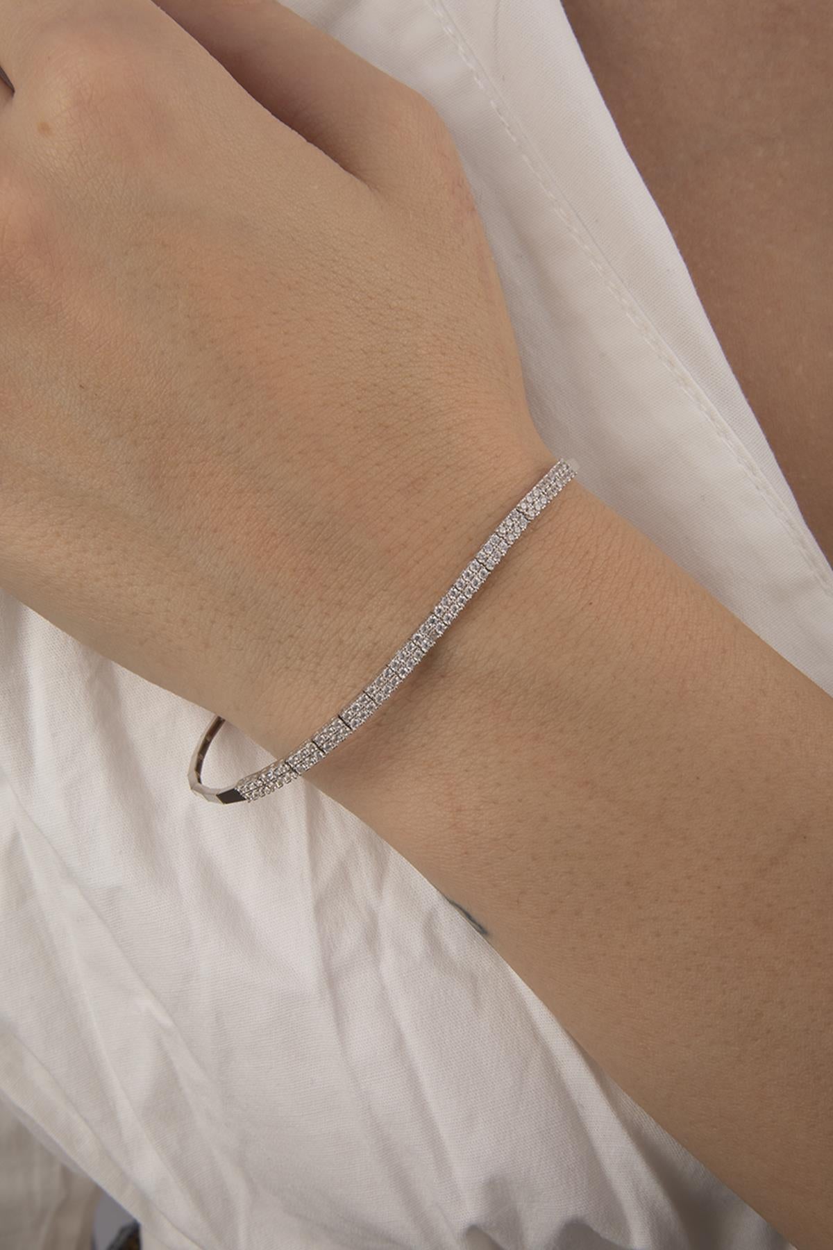 14K Gold Double Row Tennis Set  (Necklace , Earrings , Bracelet )