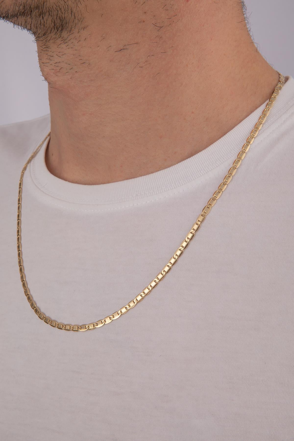 14K Gold Mariner Link Chain  ( For Men )