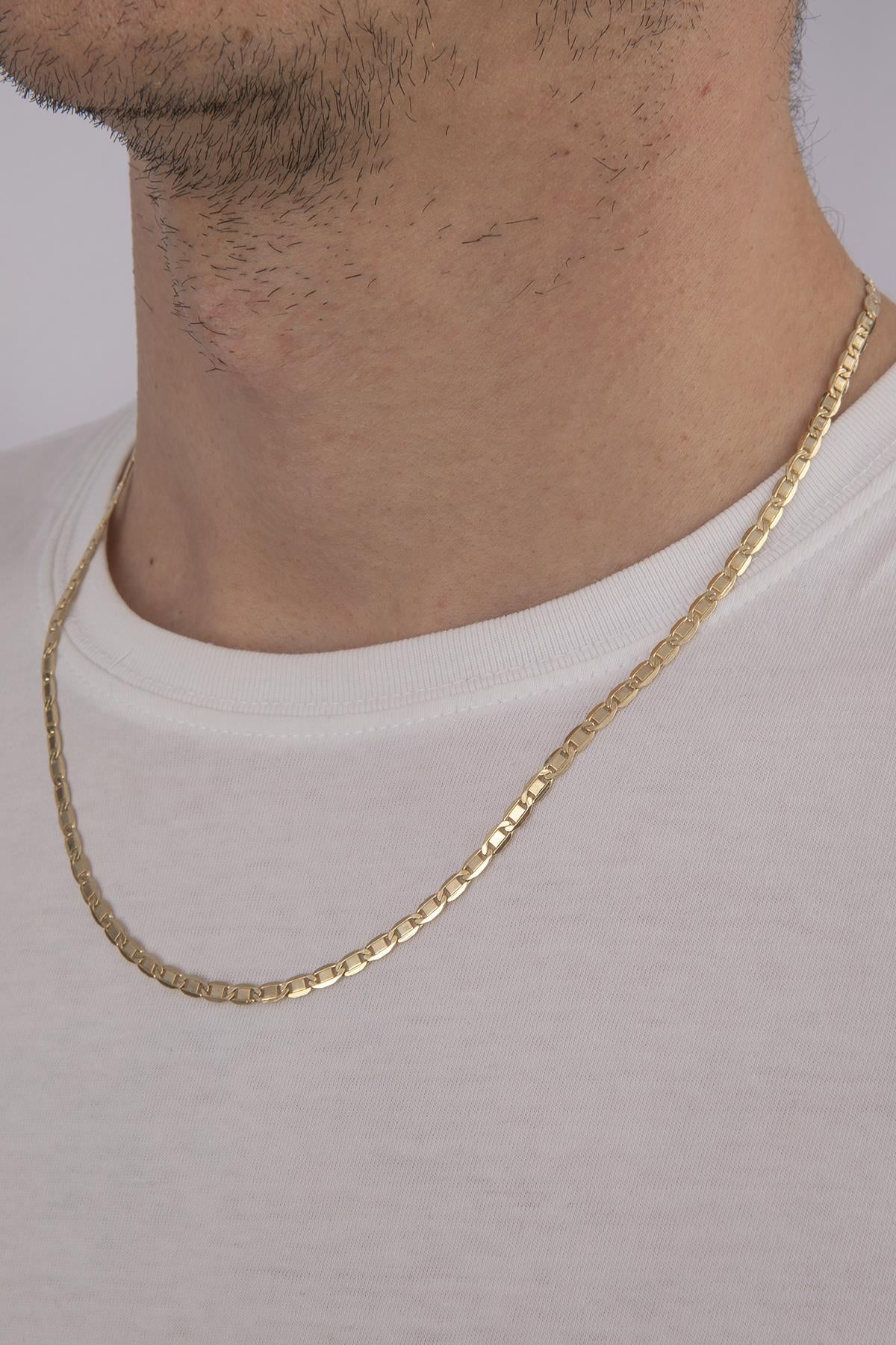 14K Gold Mariner Link Chain  ( For Men )
