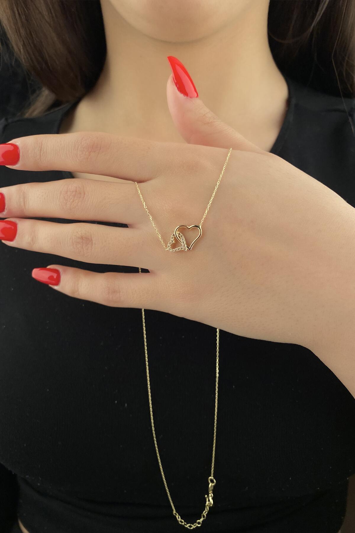 14K Gold Intertwined Heart Necklace