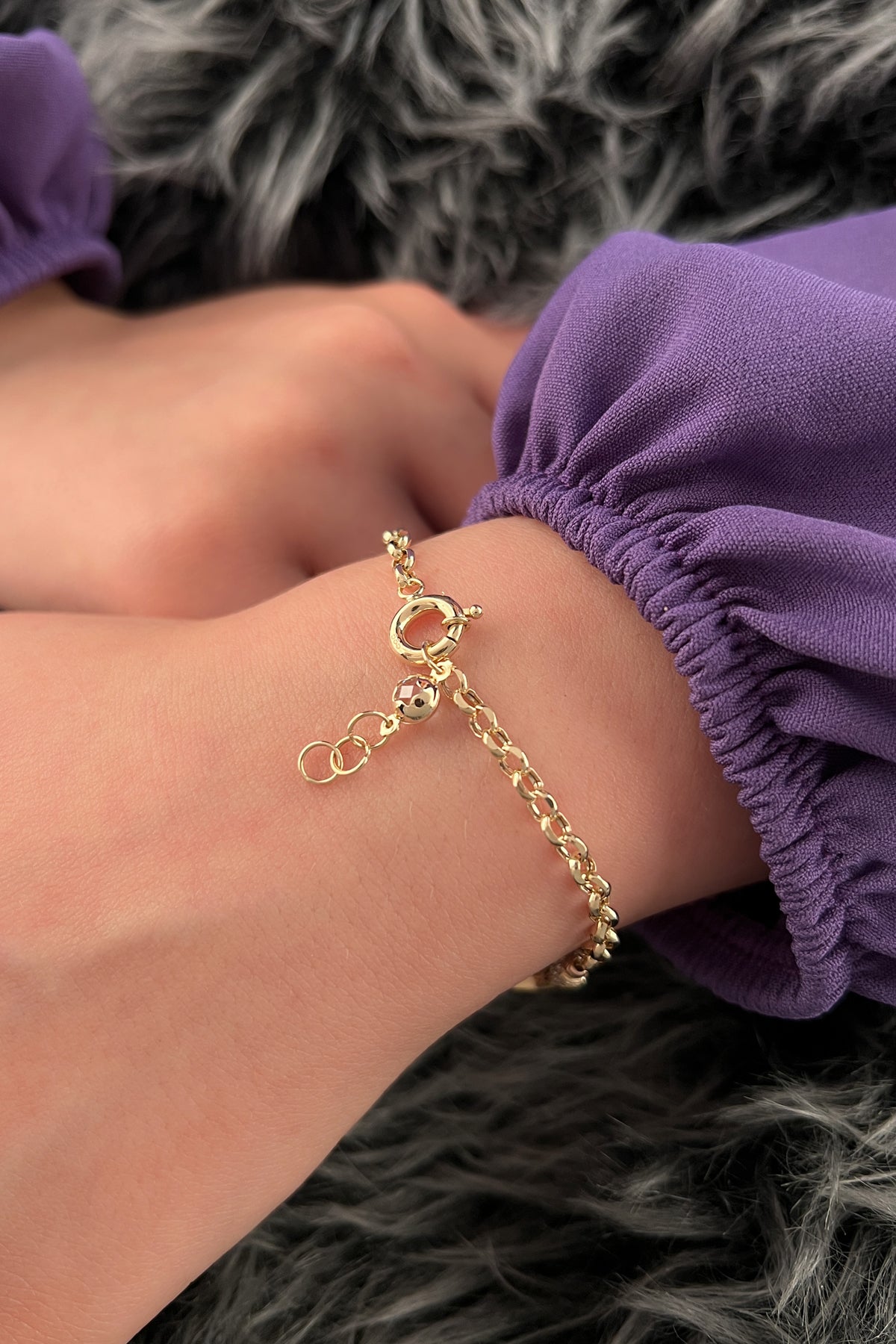 14K Gold Rolo Bracelet With Stars & Evil Eye