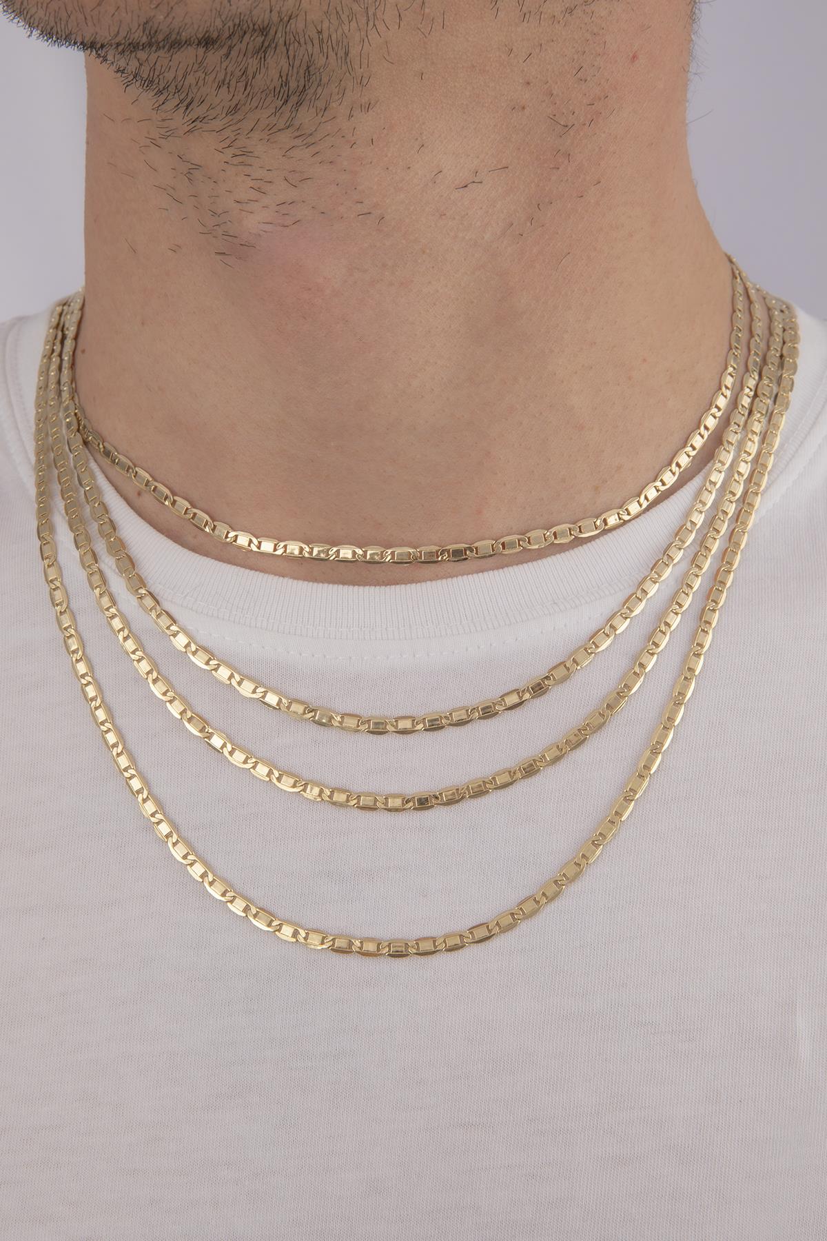14K Gold Mariner Link Chain  ( For Men )