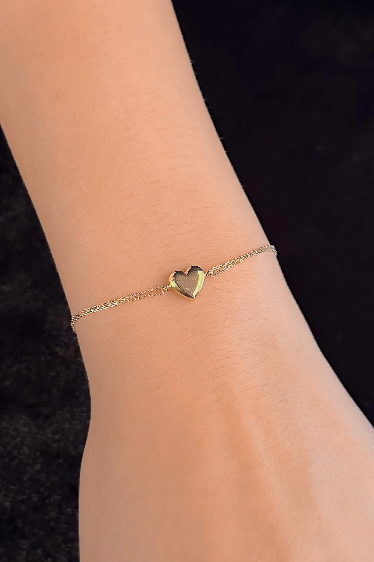 14K Gold Puffy Heart Bracelet