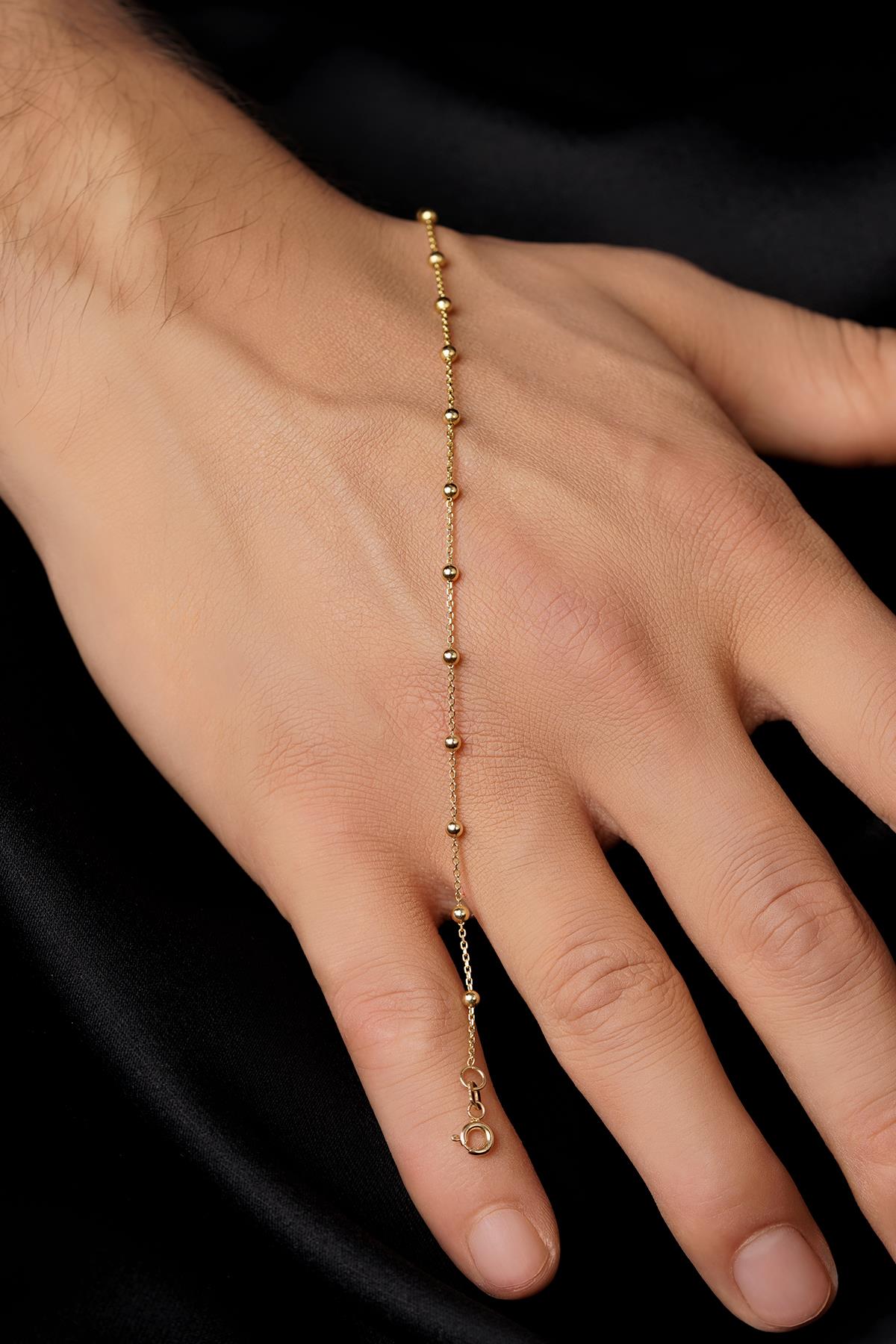 Men's 14K Solid Gold Ball Bead Station Bracelet