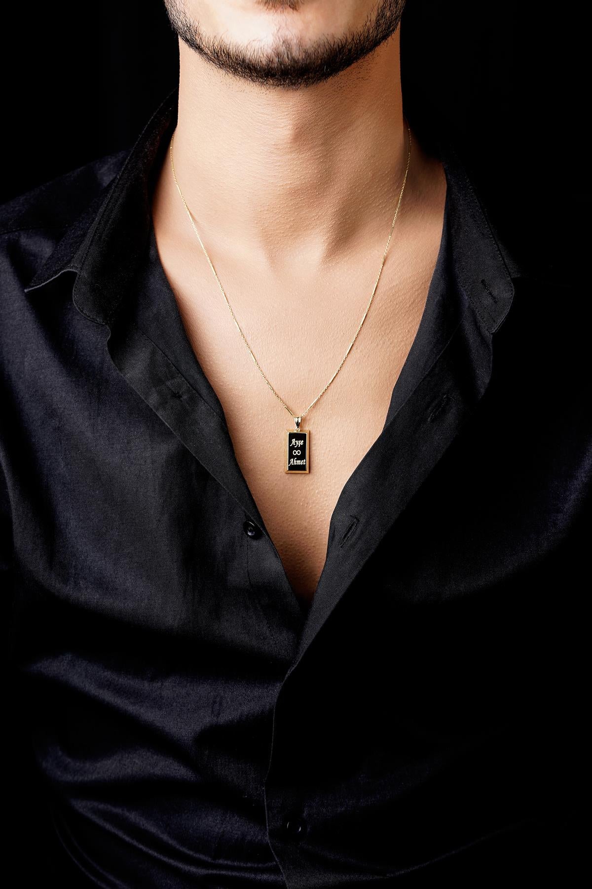 Men's 14K Gold Bar Link Chain with Ingot