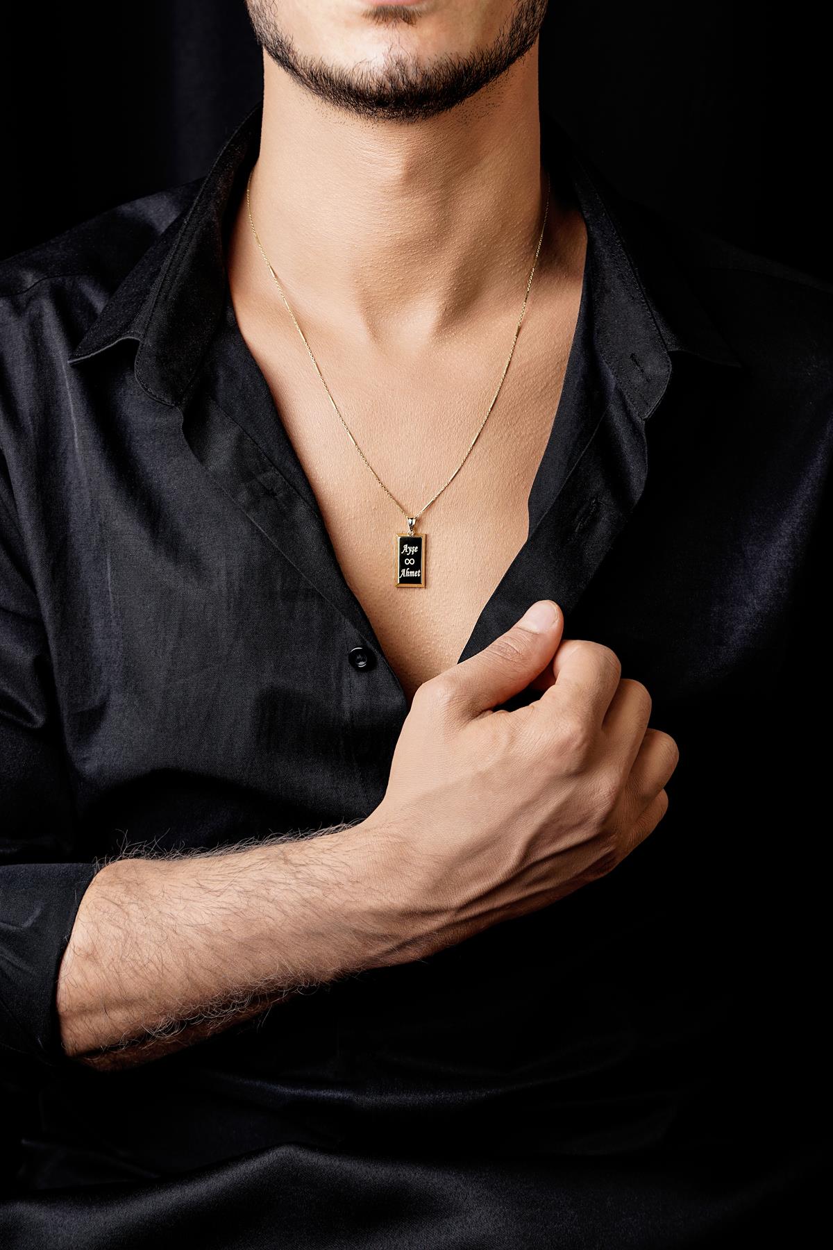 Men's 14K Gold Bar Link Chain with Ingot