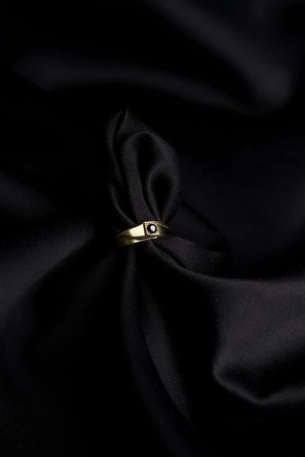 Men's 14K Solid Gold Black Onyx Signet Ring