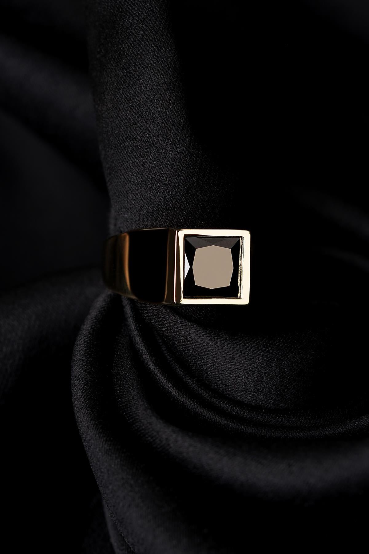Men's 14K Solid Gold Black Onyx Signet Ring