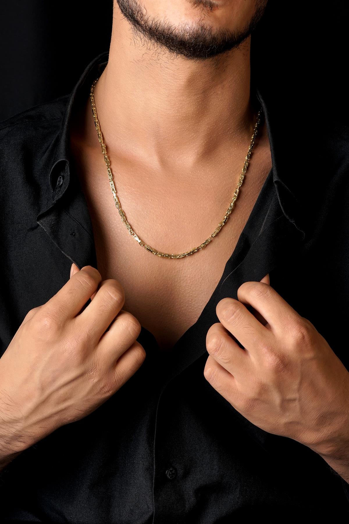 Men's 14K Solid Gold Byzantine Chain Necklace