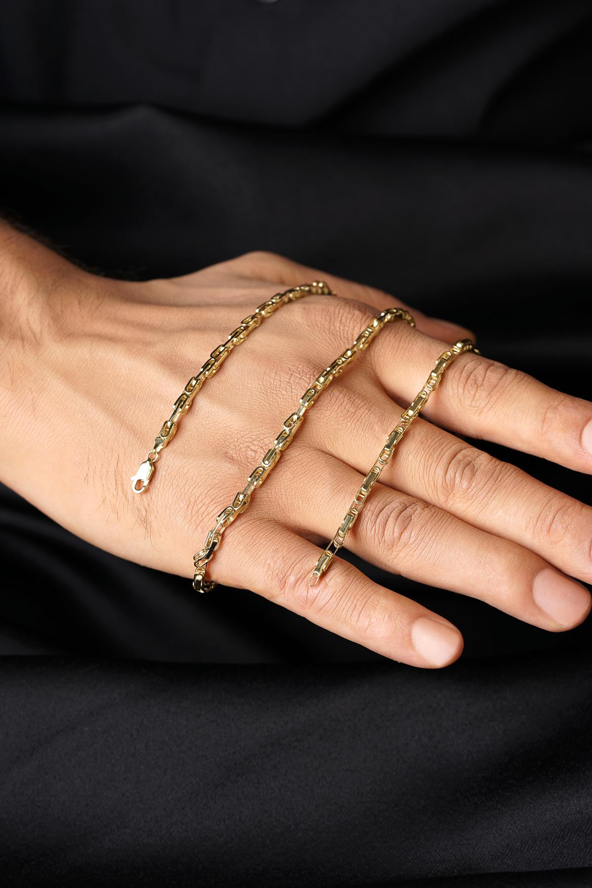 Men's 14K Solid Gold Byzantine Chain Necklace